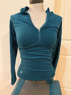 Athleta Teal Long-Sleeve Quarter Zip Hoodie | Small